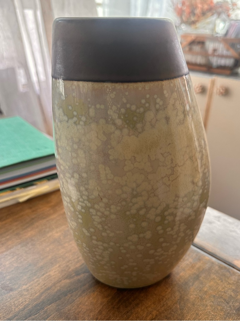 Pier 1 Imports Vintage Mottled Green Ceramic Vase